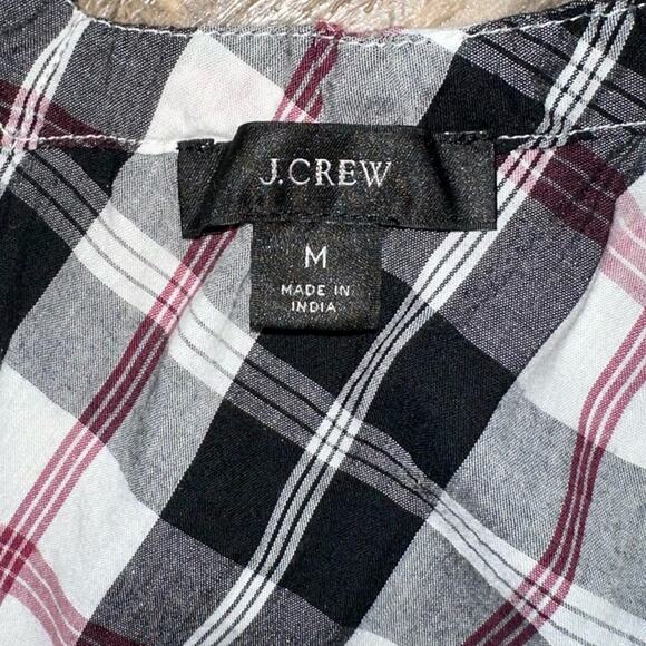 JCrew V-Neck Friday Plaid Long Sleeve Cotton Blend Top Size Medium - Picture 3 of 15